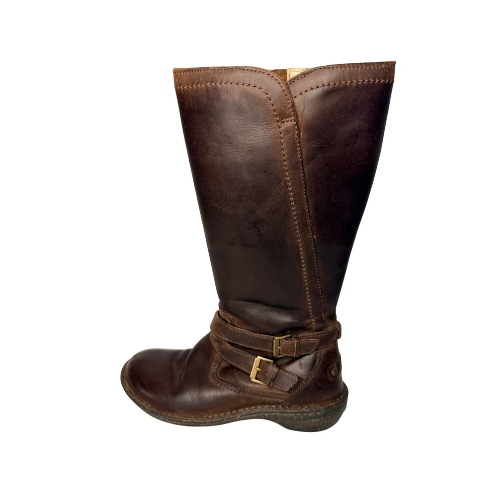 UGG Australia Brown Leather Tall Moto Buckle Winter Boots Zip Equestrian Warm 7
